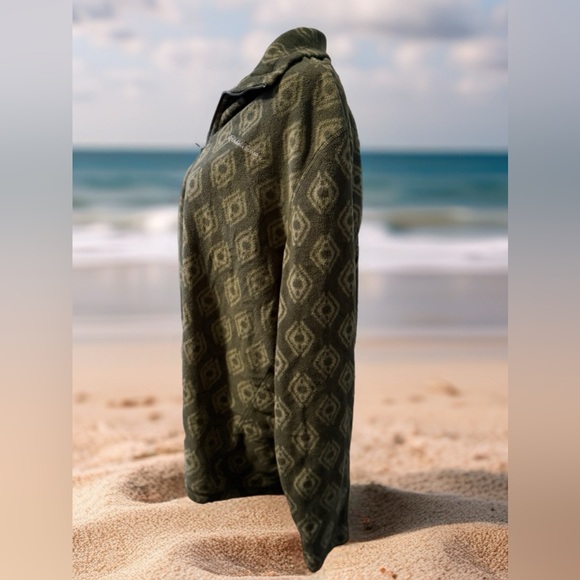 Eddie Bauer‎ Olive Patterned Fleece Pullover - Picture 4 of 5